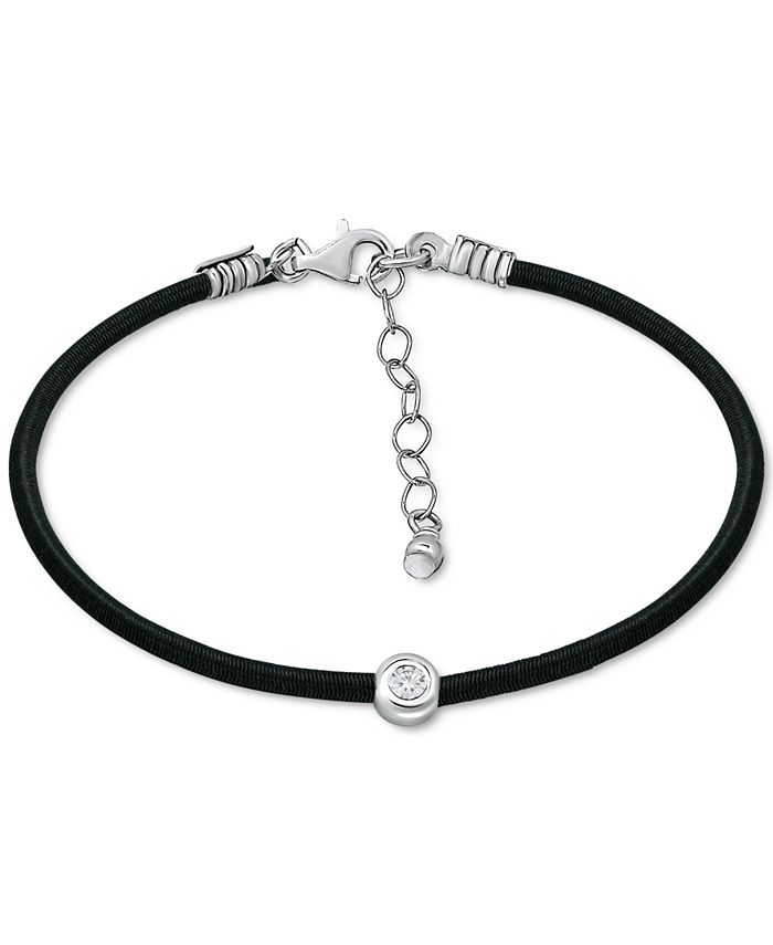 Giani Bernini - Cubic Zirconia Bezel Cord Ankle Bracelet in Sterling Silver