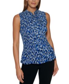 Pleated Tie-Neck Top