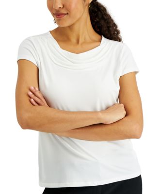 売れ筋商品|||カスパー カットソー トップス レディース Women's Printed Cowlneck Top, Regular & Petite Vanilla Ice Multi Kasper Women's Cowl Neck Cap Sleeve Top, Regular & Petite