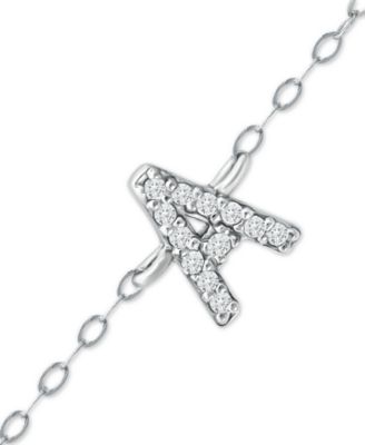 Cubic Zirconia Initial Ankle Bracelet in Sterling Silver, Created for Macys