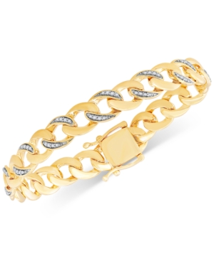MACY'S DIAMOND CURB LINK BRACELET (1/2 CT. T.W.) IN 14K GOLD-PLATED STERLING SILVER