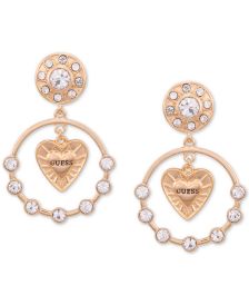 Gold-Tone Crystal & Logo Heart Orbital Drop Earrings