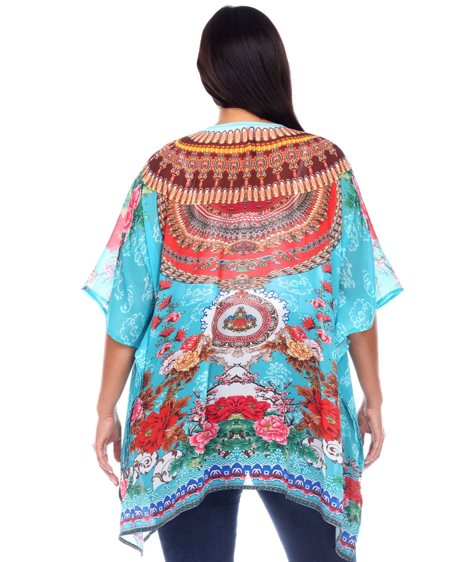 Plus Size Short Caftan with Tie-Up Neckline