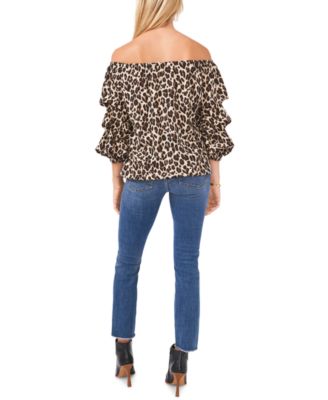 Vince Camuto Leopard-Print Off-The-Shoulder Top