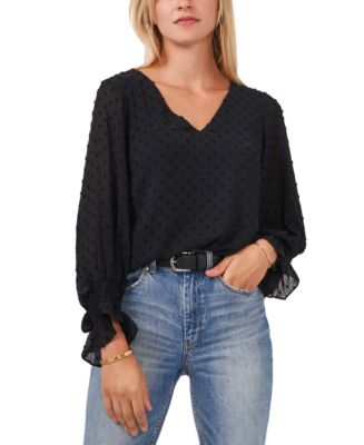 Vince Camuto Women's Clip-Dot Smocked-Cuff Top - Macy's