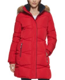 Faux-Fur-Trim Hooded Puffer Coat