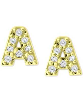 Cubic Zirconia Initial Stud Earrings, Created for Macy's