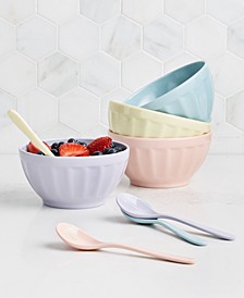Melamine Dessert Bowls with Spoons, Set of 4, Created for Macy's 