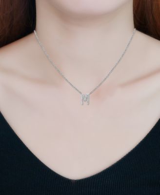 Cubic Zirconia Initial Pendant Necklace, 16" + 2" extender, Created for Macy's