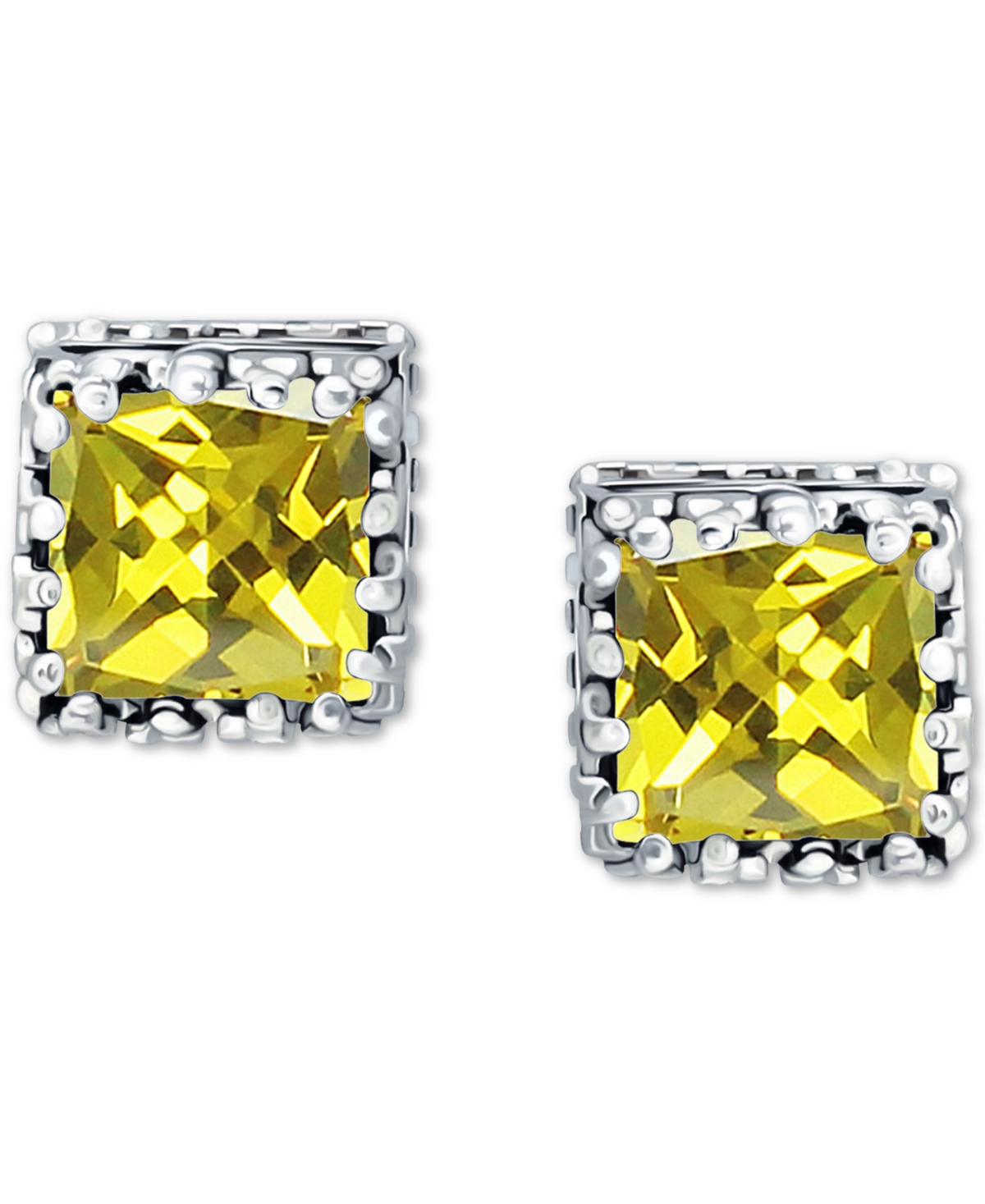 Giani Bernini Cubic Zirconia Princess Stud Earrings in Sterling Silver, Created for Macy's