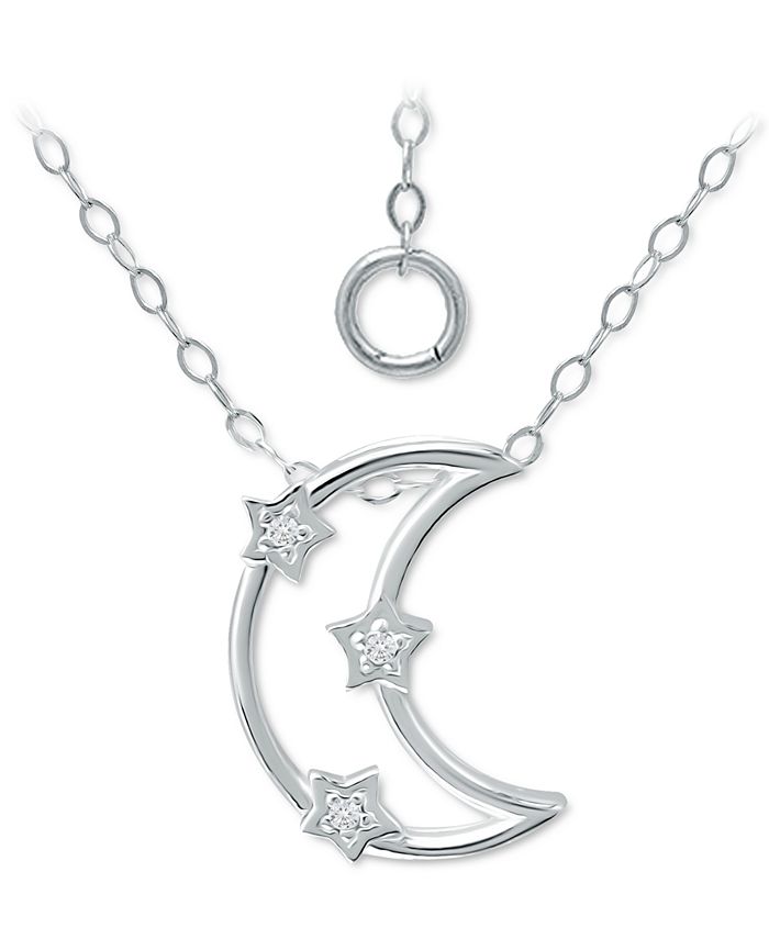 Giani Bernini - Cubic Zirconia Open Crescent Moon Pendant Necklace, 16" + 2" extender
