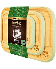 Organic Bamboo Cutting Board with Juice Groove, Set of 3 Piece
