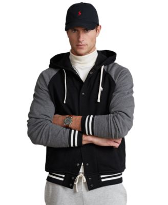 ralph lauren fleece hooded baseball jacket