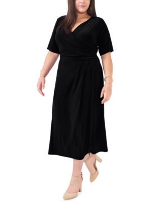 MSK - Plus Size Faux-Wrap Midi Dress