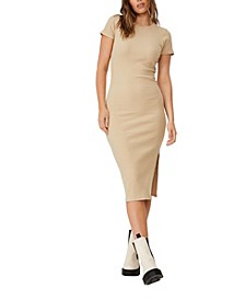 Women's Essential Zara Split Short Sleeve Midi Dress