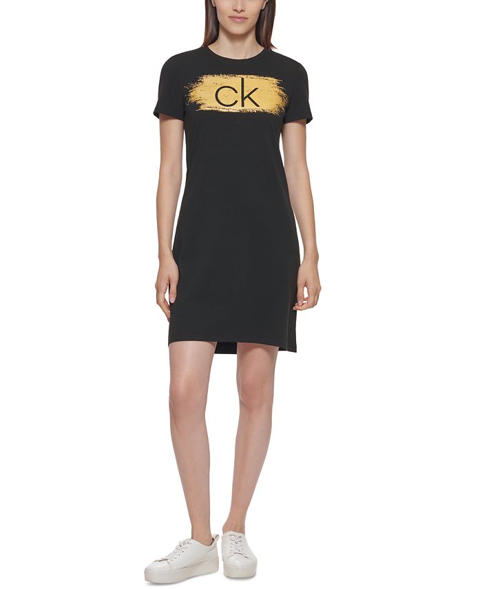 Calvin klein metallic sheath dress online
