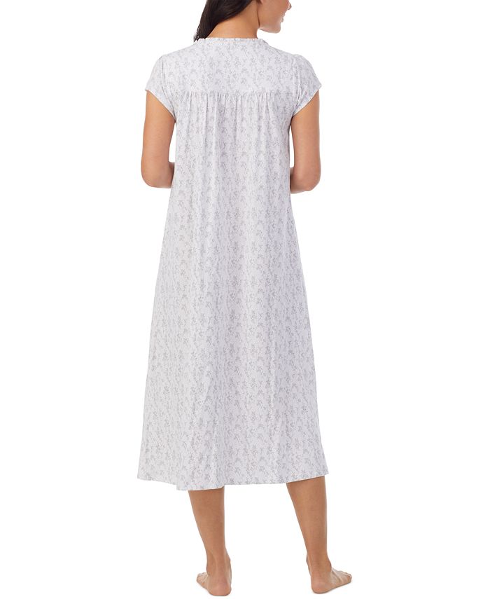 Eileen West Cotton Printed CapSleeve Long Nightgown Macy's