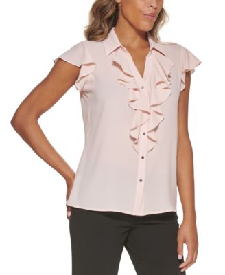 calvin klein ruffle front blouse