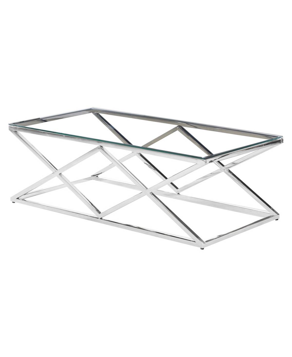 Best Master Furniture Tilly Rectangular Stainless Steel Angled Glass