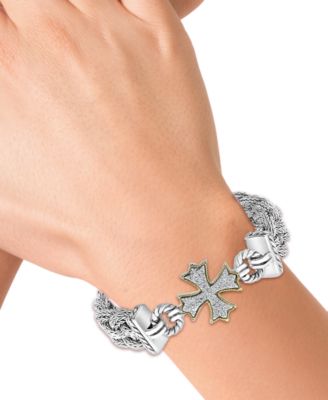 EFFY&reg; Diamond Cross Woven Bracelet (1/3 ct. t.w.) in Sterling Silver & 18k Gold