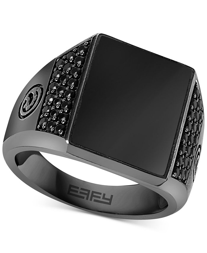 EFFY Collection EFFY® Men\'s Onyx and Black Spinel Statement Ring in Black  Rhodium-Plated Sterling Silver - Macy\'s