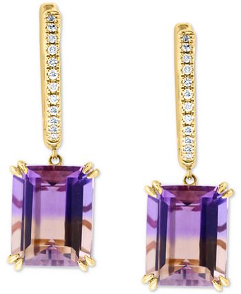 EFFY Collection - Ametrine (8-7/8 ct. t.w.) & Diamond (1/10 ct. t.w.) Dangle Hoop Drop Earrings in 14k Gold