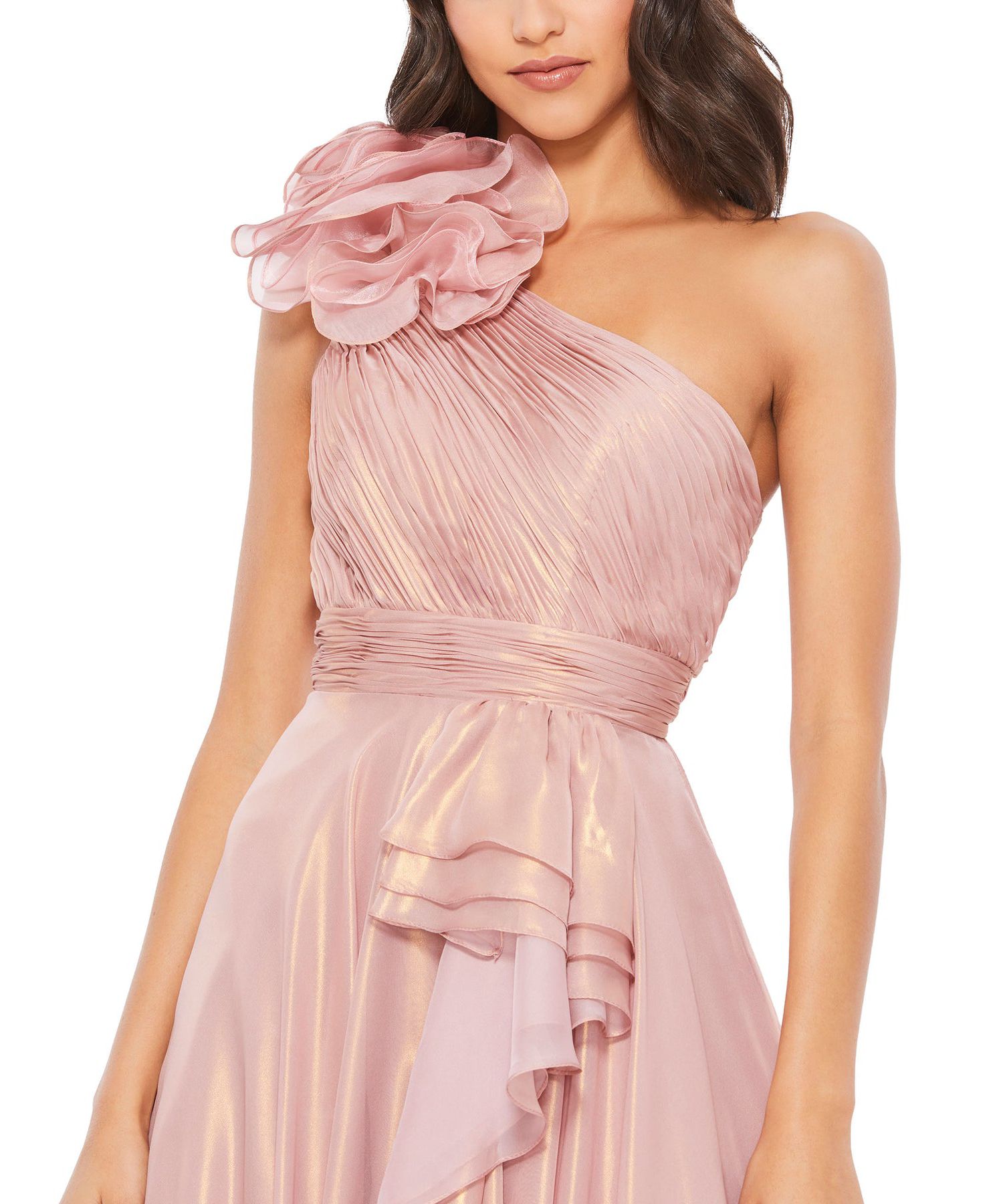 Women's Iridescent One Shoulder Rosette Ball Gown