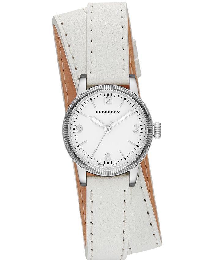 Burberry Unisex Swiss The Utilitarian White Leather Double Strap Watch ...