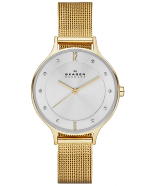 image of Skagen Women-s Anita Gold-Tone Stainless Steel Mesh Bracelet Watch 30mm SKW2150