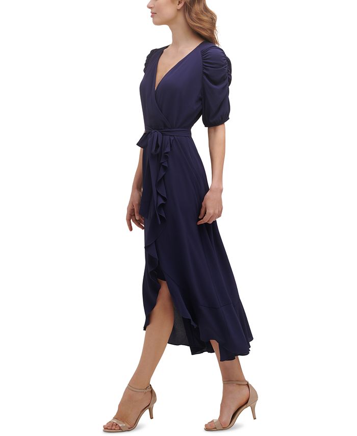 kensie Ruffled Faux-Wrap Dress