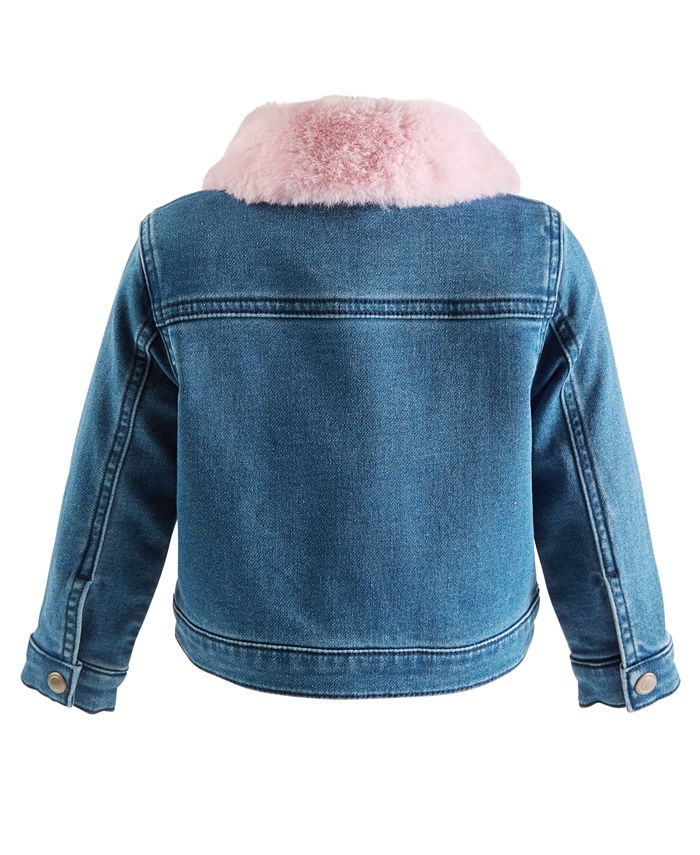 First Impressions Baby Girls Denim Jacket with FauxFur Collar, Created