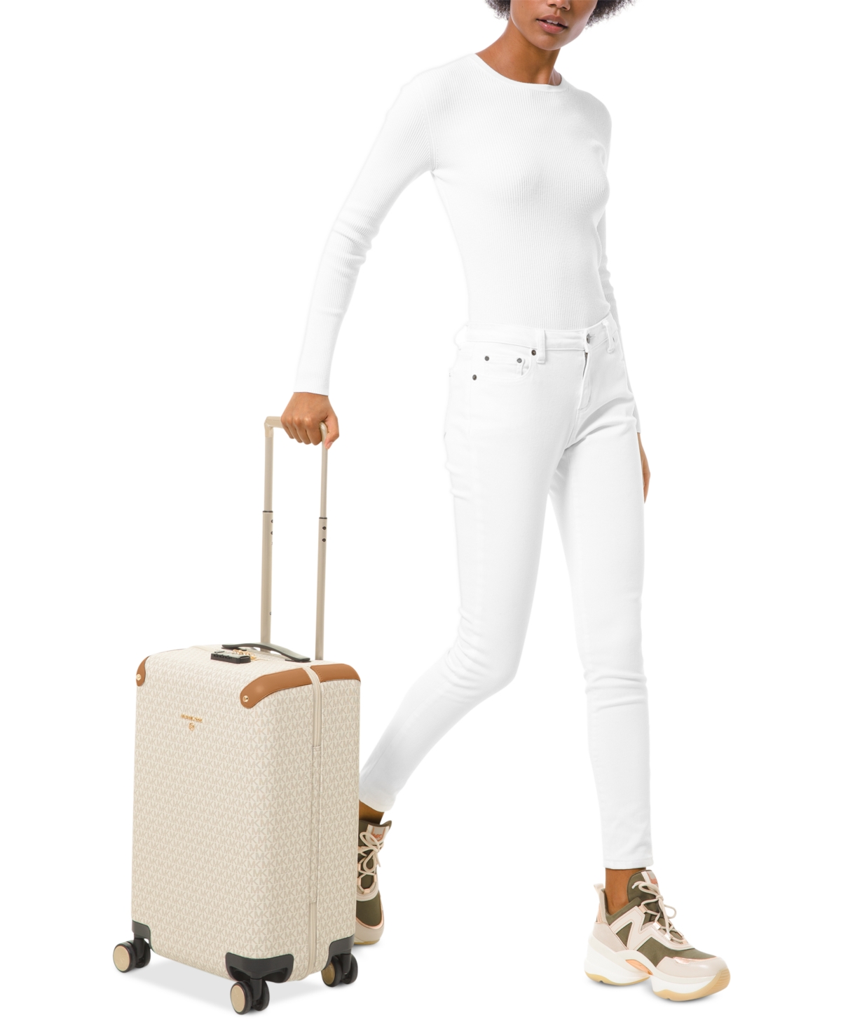 Michael Kors Michael  Small Logo Hardcase Carry-on Bag In Vanilla,acorn