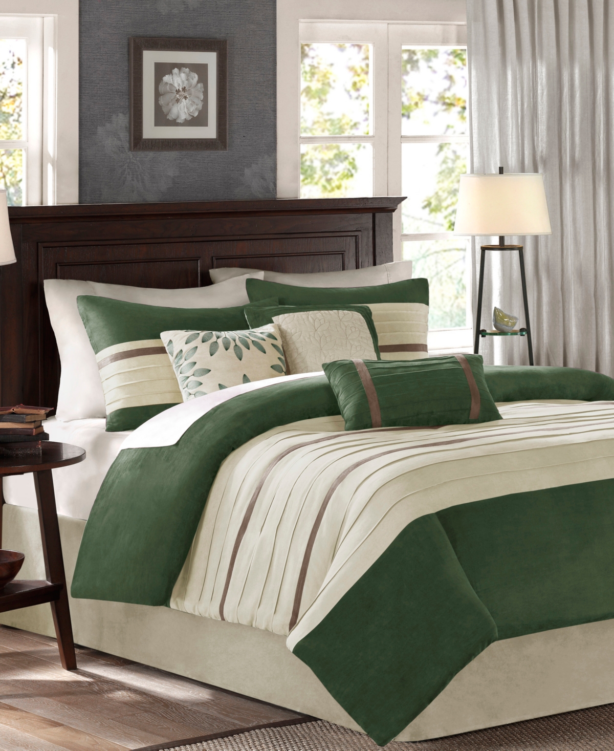 Madison Park Palmer Microsuede 7-pc. Queen Comforter Set Bedding In Green