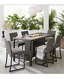 Montreal Outdoor 7-Pc. Chat Set (1 Fire Pit & 6 Counter Stools), Created for Macy's