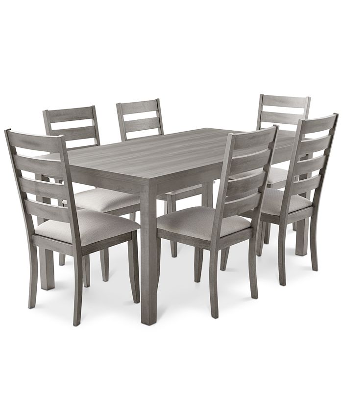Macy's Max Meadows 7Pc Trestle Dining Set ( Table + 6 Side Chairs