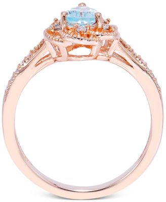 Aquamarine (1/2 ct. t.w.) & Diamond (1/10 ct. t.w.) Ring in 14k Rose Gold