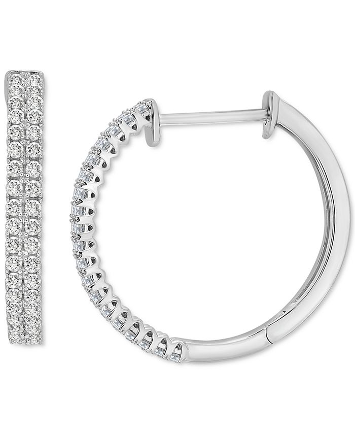 Macy s Diamond Hoop Earrings 1 2 ct. t.w. in 10k White Gold or