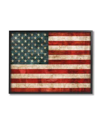 US American Flag Wood Textured Design Framed Giclee Texturized Art, 24" x 30"