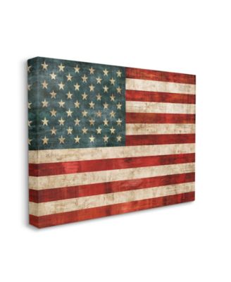US American Flag Wood Textured Design Stretched Canvas Wall Art, 16" x 20"
