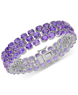 Macy's - Amethyst Three Row Statement Bracelet (28-3/8 ct. t.w.) in Sterling Silver (Also in Blue Topaz, Citrine, & Rhodolite Garnet)