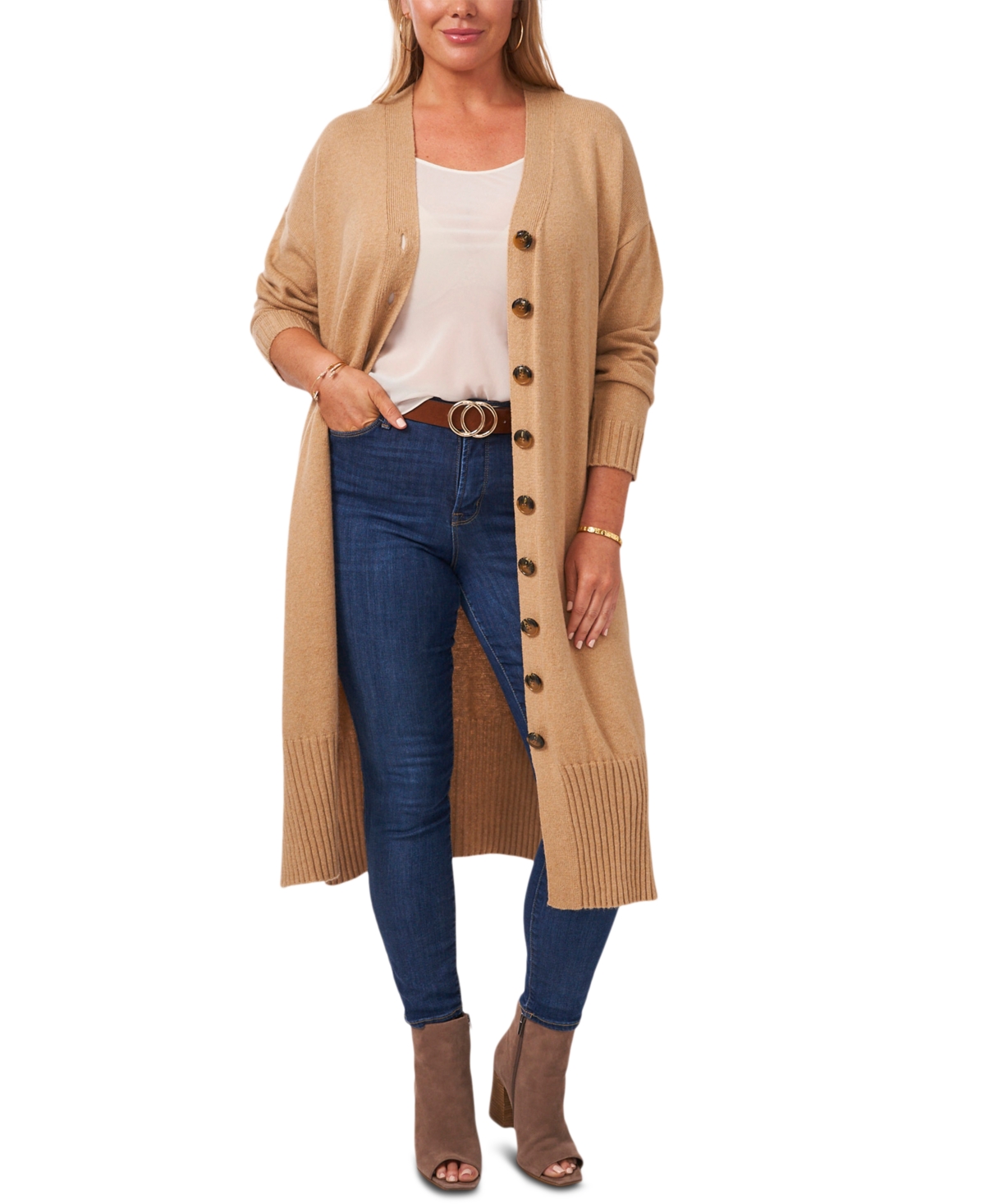 Vince Camuto Plus Size Button-Front Duster Cardigan