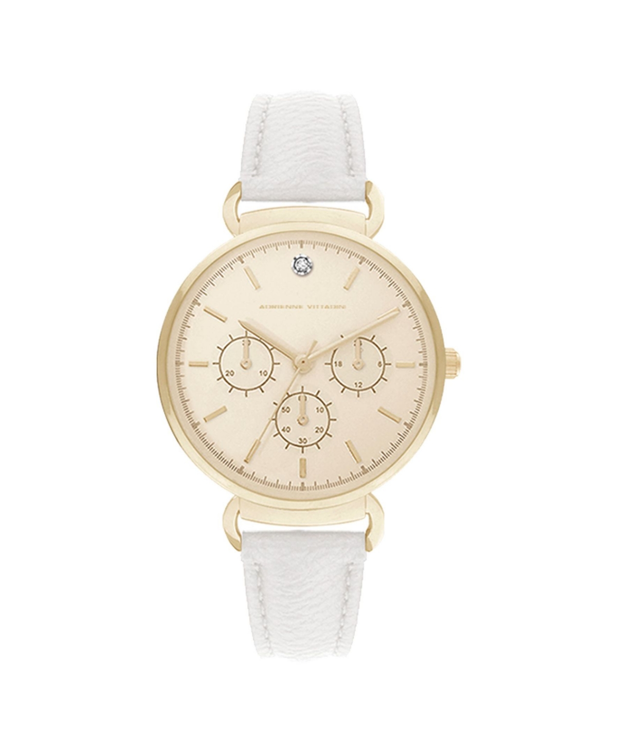 Women's Mock Chronograph and White Leather Strap Watch 36mm - White