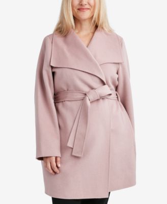 pink wool coat plus size