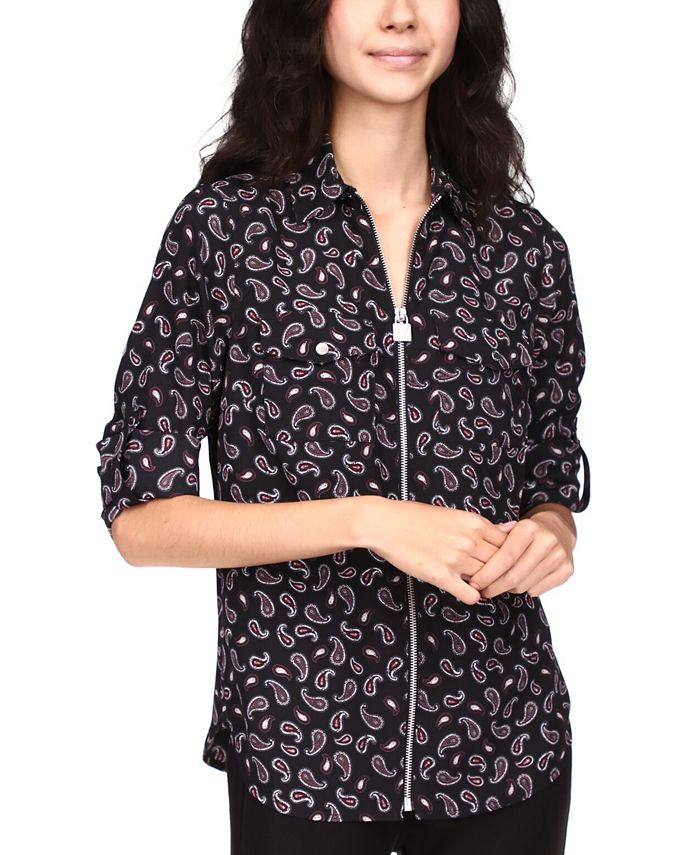 Michael kors zip front shirt on sale