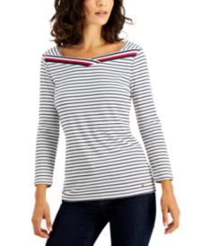 Striped Contrast-Trim Top