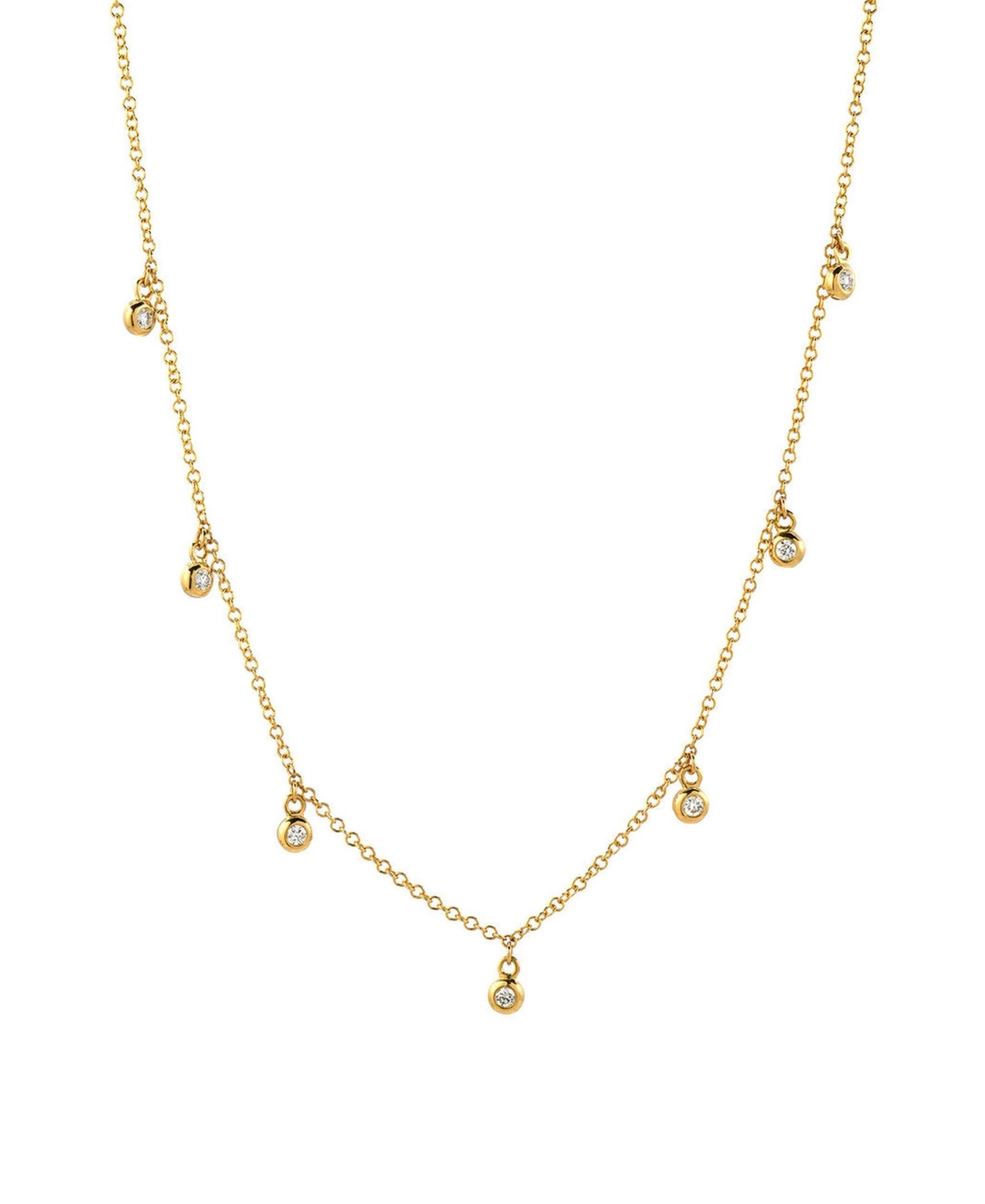 Drop Bezel Diamond Shaker 14K Gold Necklace - Gold