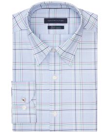 Men's Slim-Fit Non-Iron TH Flex Performance Stretch Plaid Dress Shirt