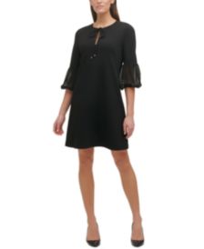 Petite Chiffon-Sleeve Shift Dress