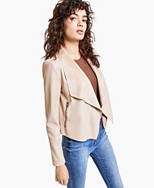Petite Faux-Leather Flyaway Jacket, Created for Macy's