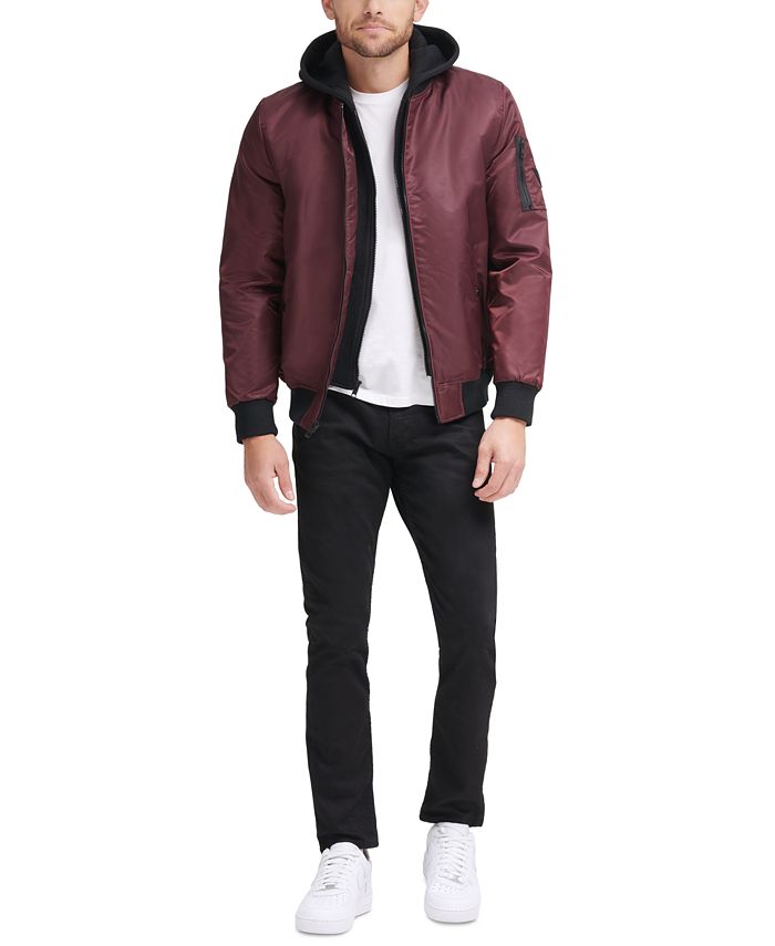 GUESS Men's Bomber Jacket with Removable Hooded Inset & Reviews Coats & Jackets Men Macy's